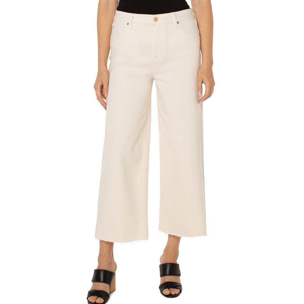 Liverpool Los Angeles Hannah Wide Leg Crop Jeans Cream Off-White Size 6/28